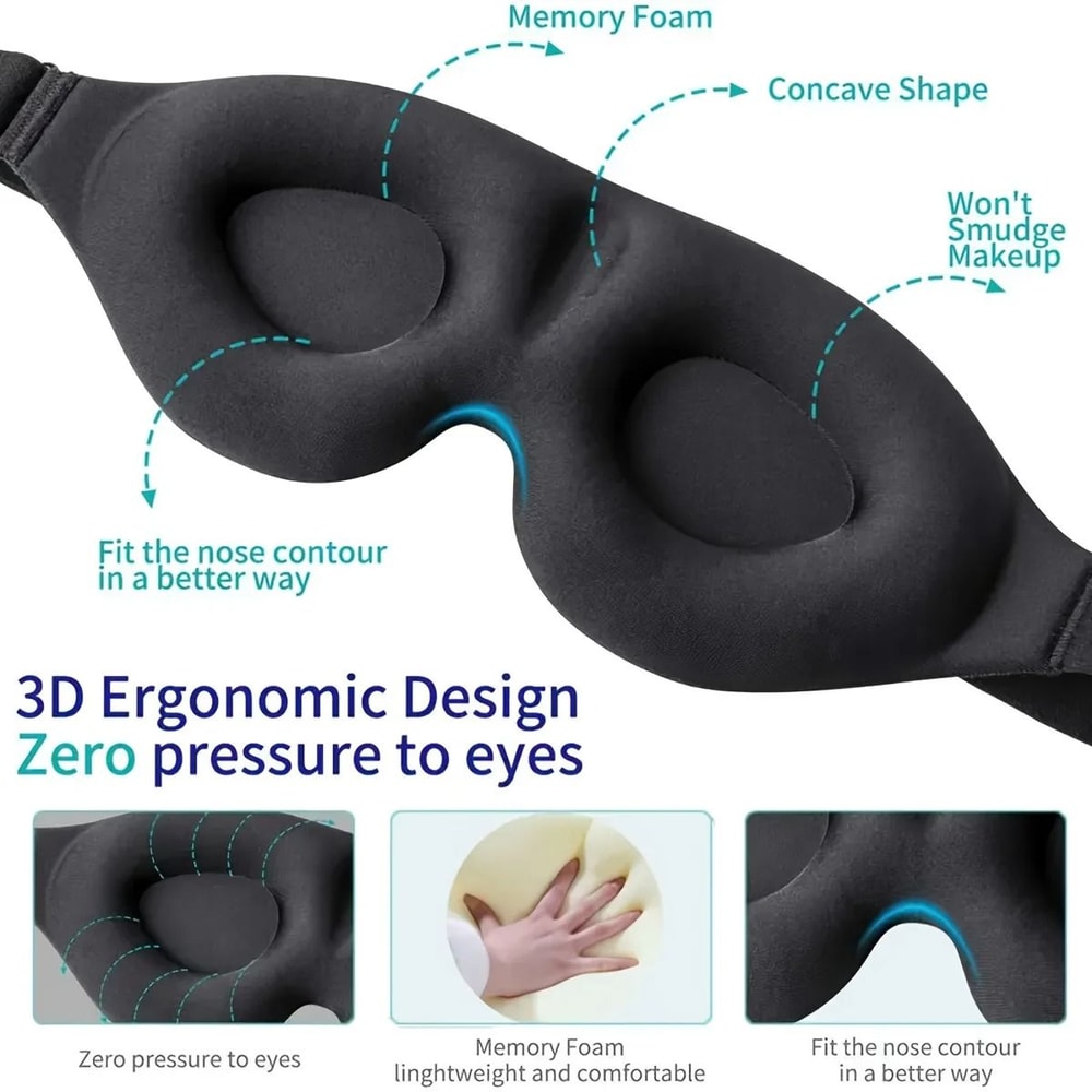 3D Adjustable Breathable LightBlocking Eye Mask 1
