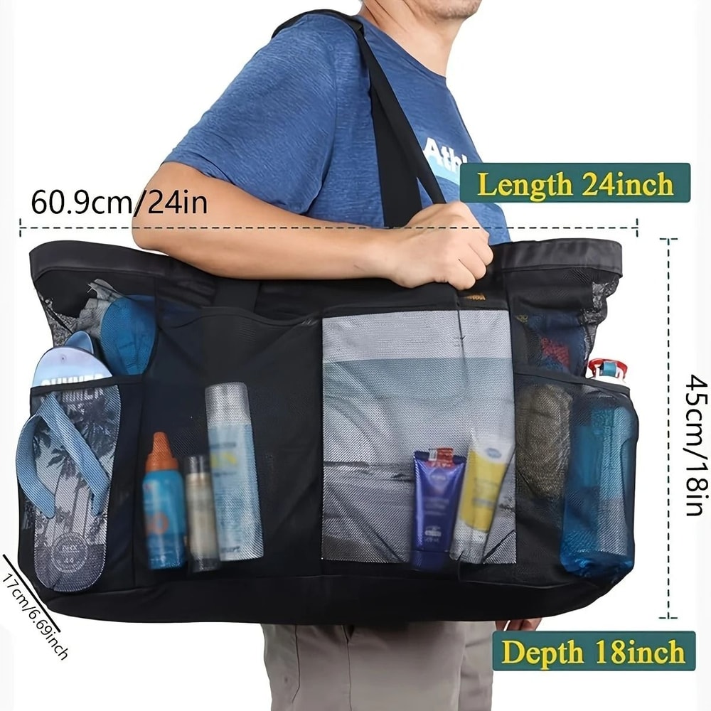 Extra Large Portable Mesh Beach Tote And Organizer 1