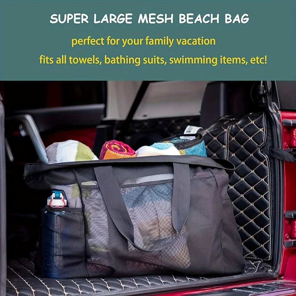 Extra Large Portable Mesh Beach Tote And Organizer 4