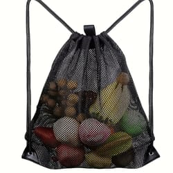 portable multi-purpose drawstring mesh storage backpack