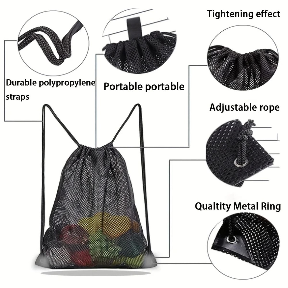 Portable MultiPurpose Drawstring Mesh Storage Backpack 5