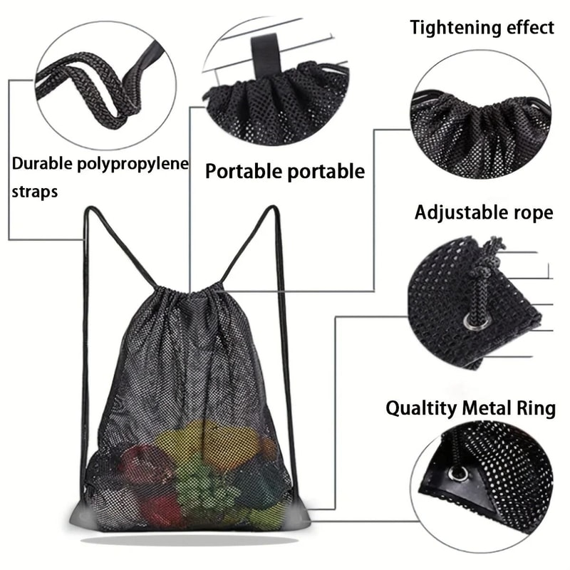 Portable MultiPurpose Drawstring Mesh Storage Backpack 5