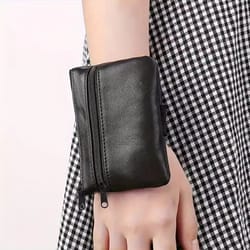 portable pu leather wrist pouch and coin purse
