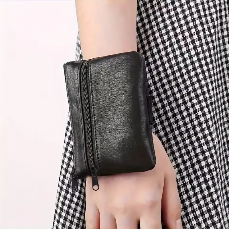 Portable PU Leather Wrist Pouch And Coin Purse 0