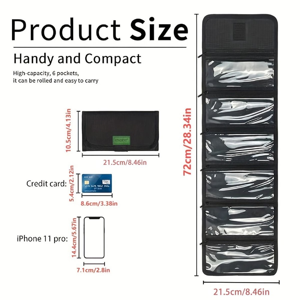 STACEYO Black Oxford Cloth Folding Travel Wallet 1