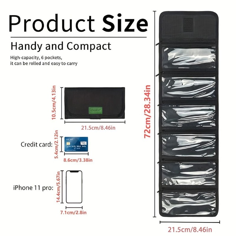 STACEYO Black Oxford Cloth Folding Travel Wallet 1