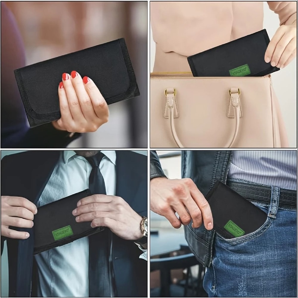 STACEYO Black Oxford Cloth Folding Travel Wallet 2