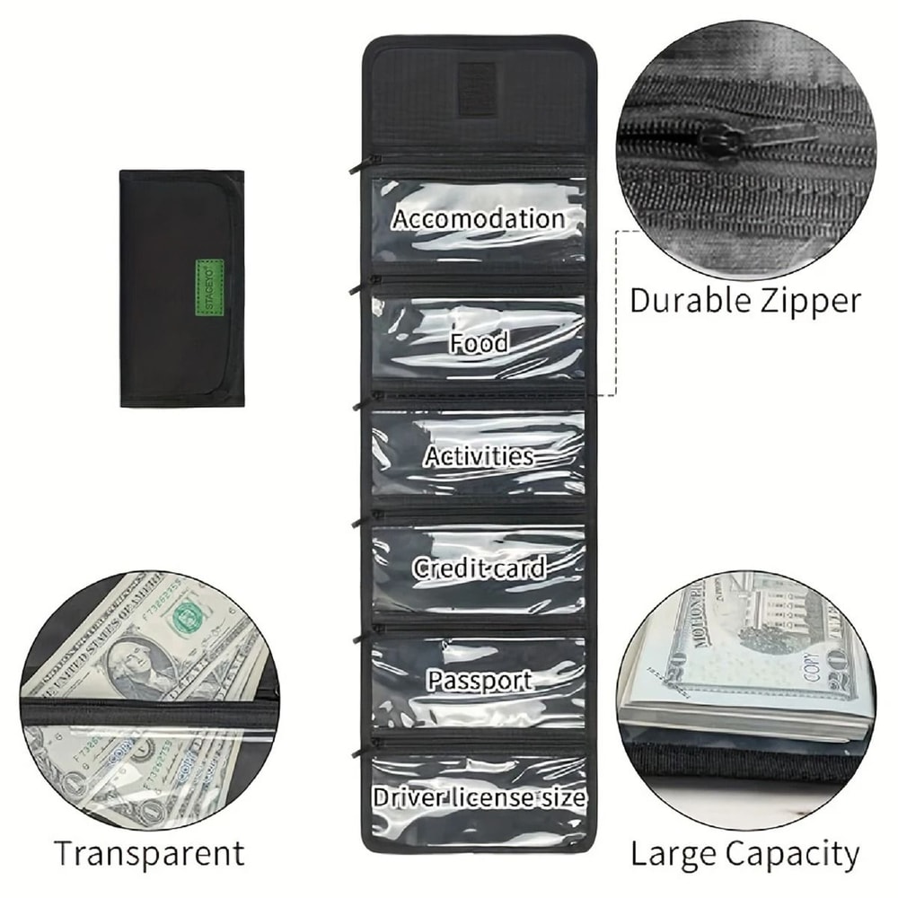 STACEYO Black Oxford Cloth Folding Travel Wallet 3