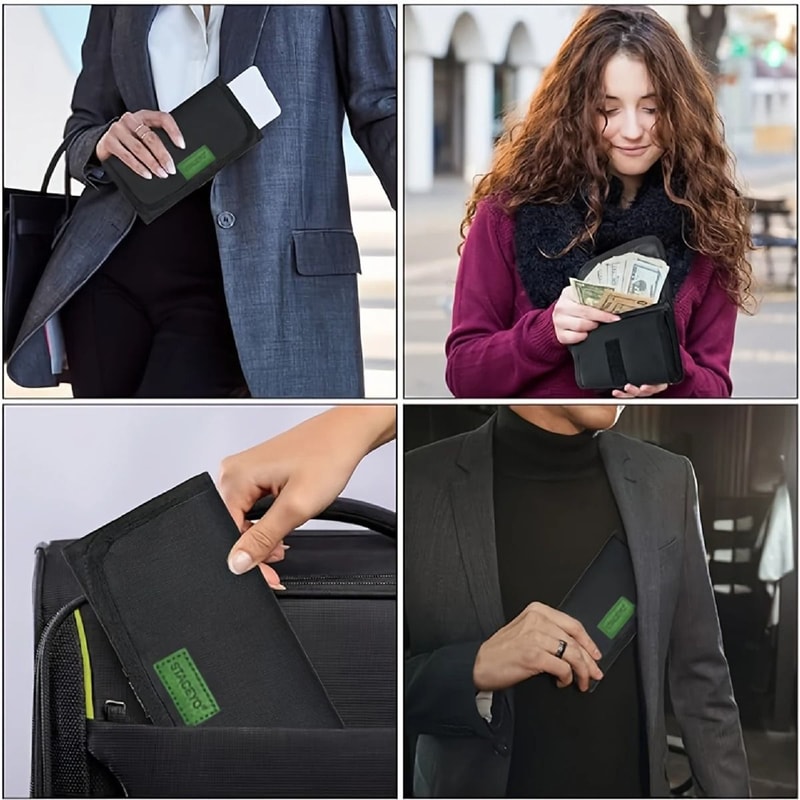 STACEYO Black Oxford Cloth Folding Travel Wallet 4