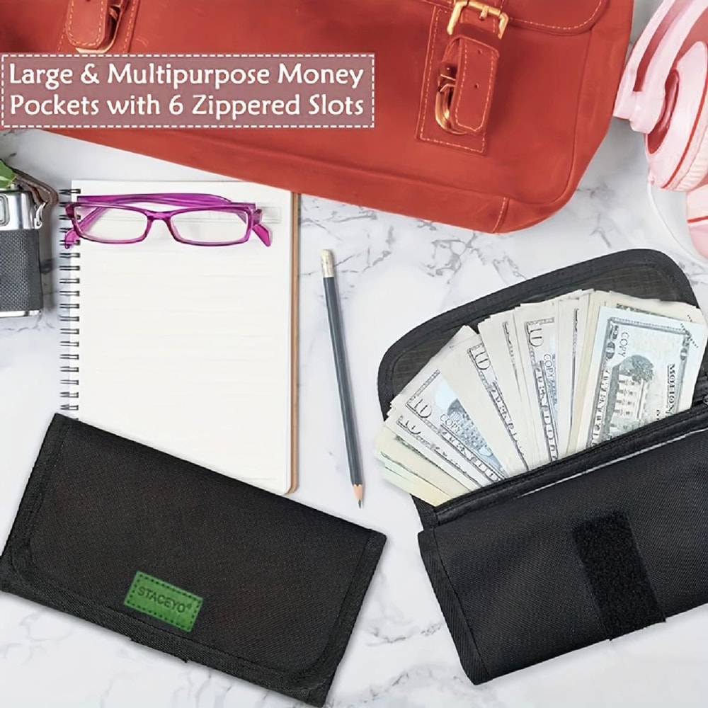 STACEYO Black Oxford Cloth Folding Travel Wallet 5