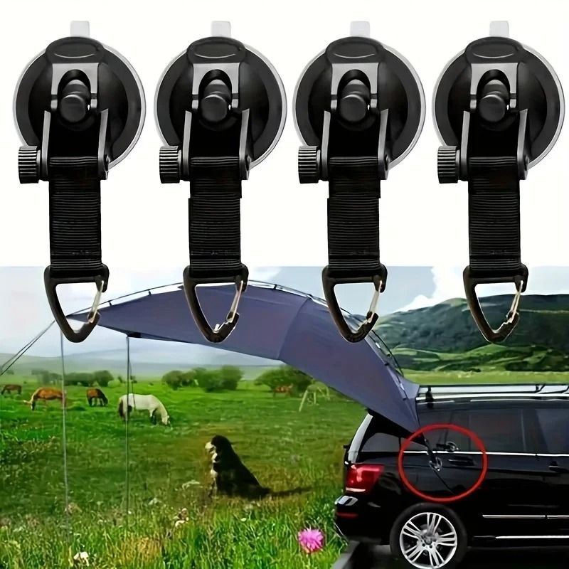 4Pack HeavyDuty Suction Cup Hooks For Vehicle Camping 1