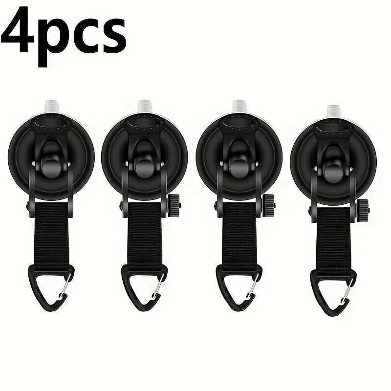 4Pack HeavyDuty Suction Cup Hooks For Vehicle Camping 4