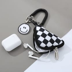 checkerboard mini round storage bag and coin purse
