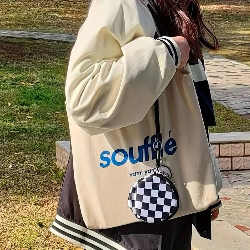 Checkerboard Mini Round Storage Bag And Coin Purse 3