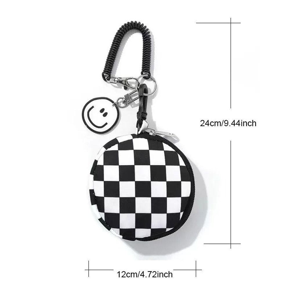 Checkerboard Mini Round Storage Bag And Coin Purse 4