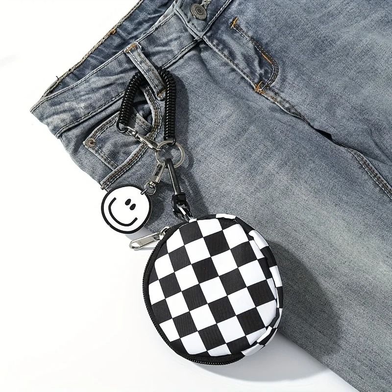Checkerboard Mini Round Storage Bag And Coin Purse 6