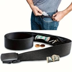 secure anti-theft waist belt with invisible zipper wallet