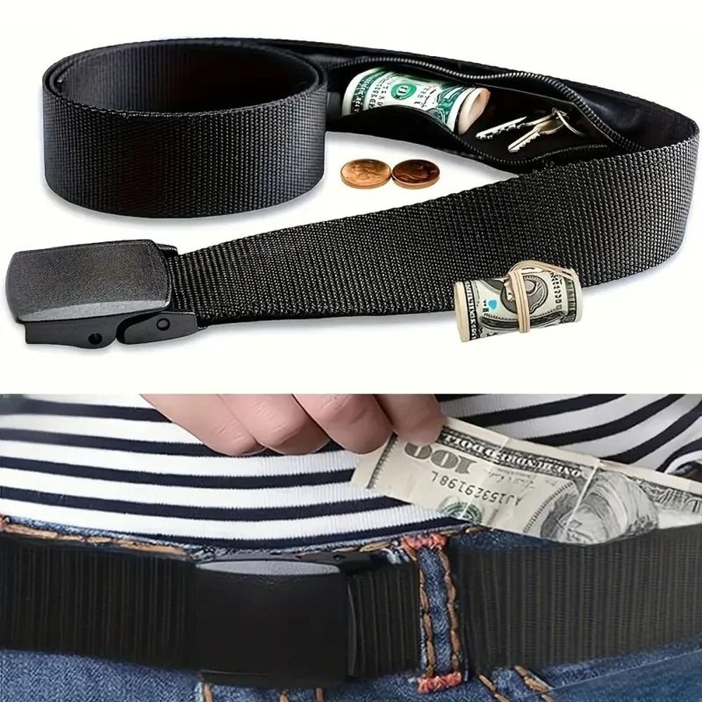 Secure AntiTheft Waist Belt With Invisible Zipper Wallet 1