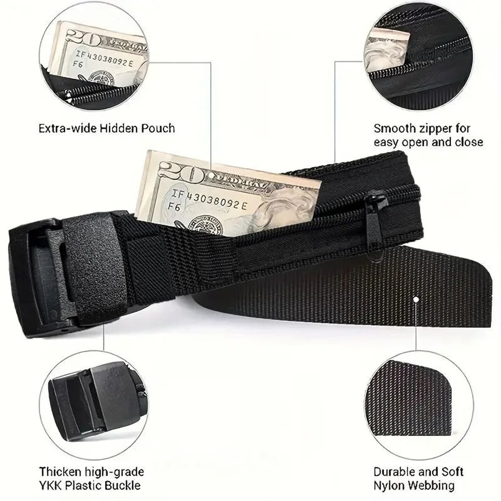 Secure AntiTheft Waist Belt With Invisible Zipper Wallet 3