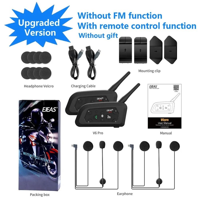 EJEAS V6 PRO Motorcycle Helmet Bluetooth Intercom System 9