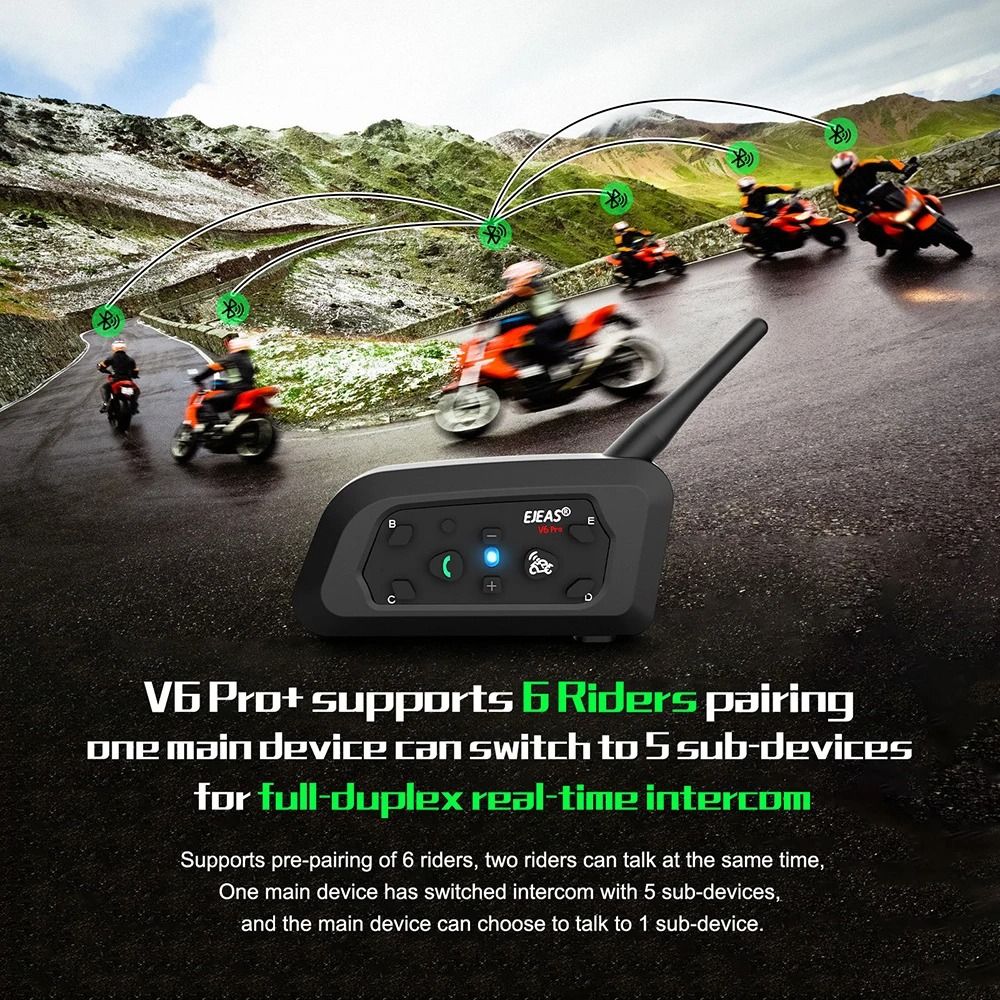 EJEAS V6 PRO Motorcycle Helmet Bluetooth Intercom System 4