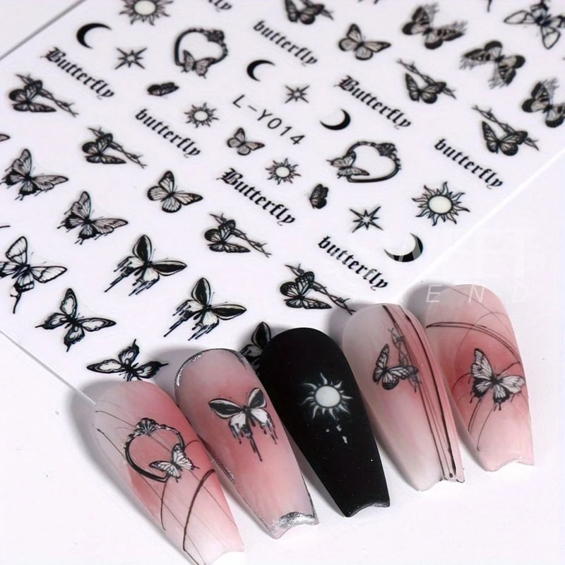 3Piece Luminous Butterfly Nail Decal Set 4