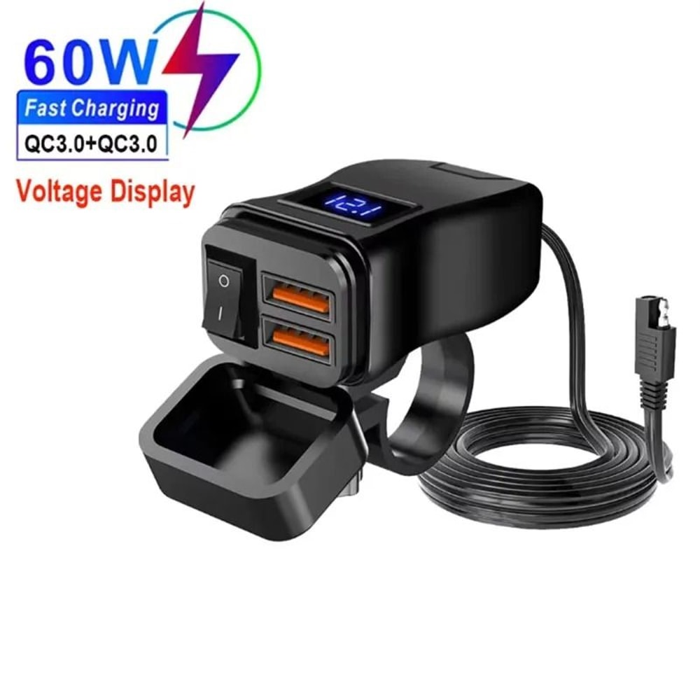Industrial Standard 60W Motorcycle Dual USB Fast Charger 9