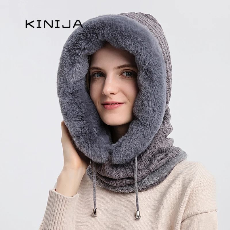 Winter Fur Cap And Mask Hooded Set 3