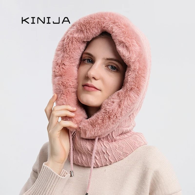Winter Fur Cap And Mask Hooded Set 5