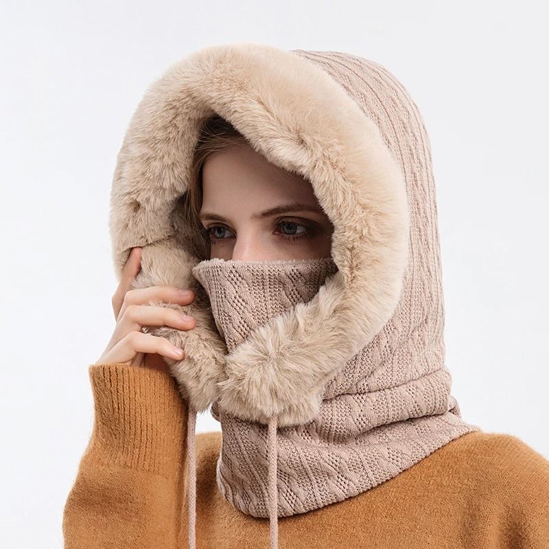 Winter Fur Cap And Mask Hooded Set 7