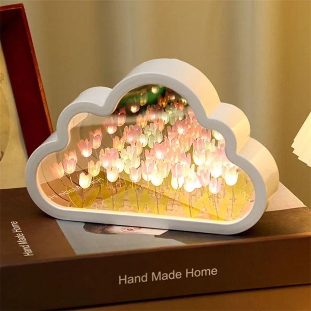 Handmade DIY Cloud Tulip Mirror Lamp 0