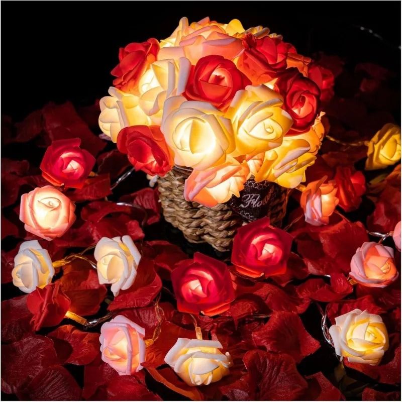 BatteryOperated Rose Flower String Lights 0