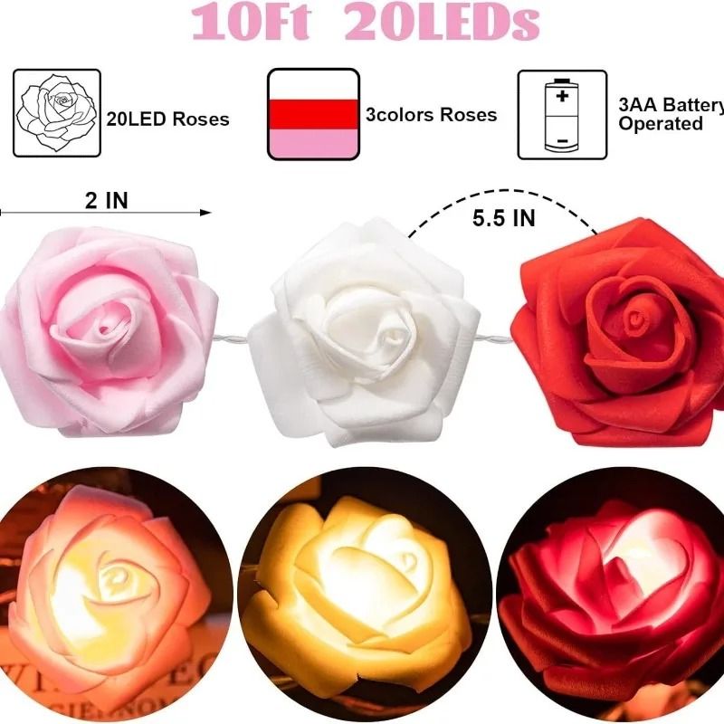 BatteryOperated Rose Flower String Lights 3