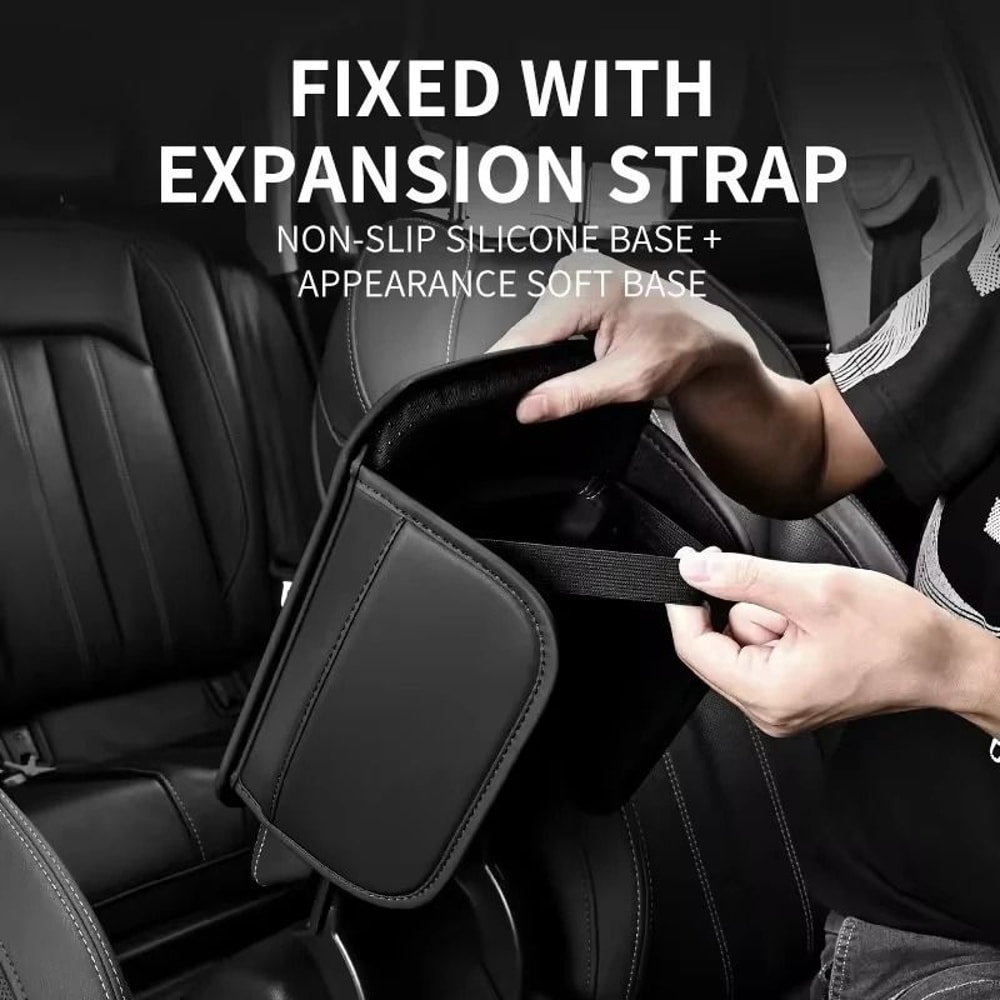 Car Armrest Box Cushion With Storage Pockets 2