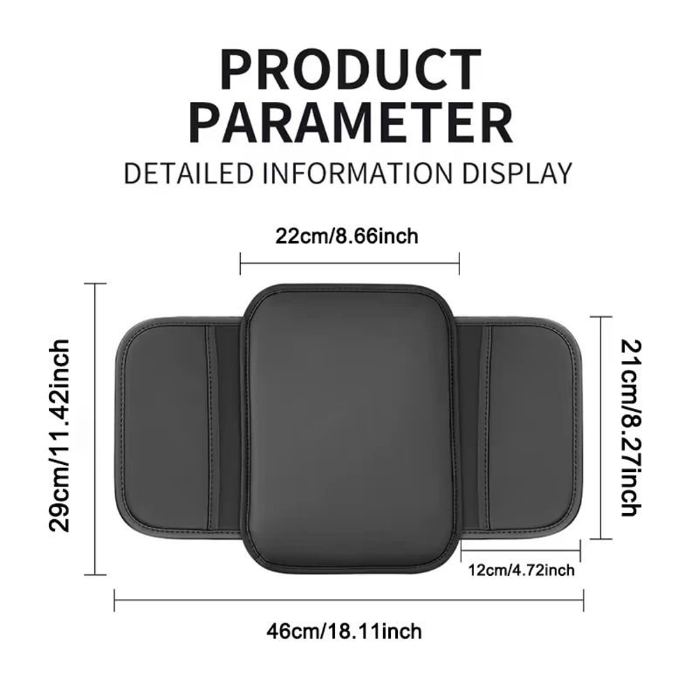 Car Armrest Box Cushion With Storage Pockets 5