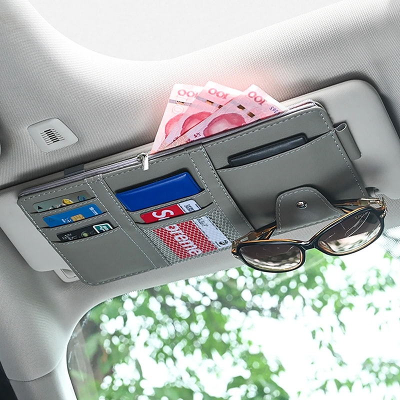 Car Sun Visor Organizer And Sunglasses Clip 8