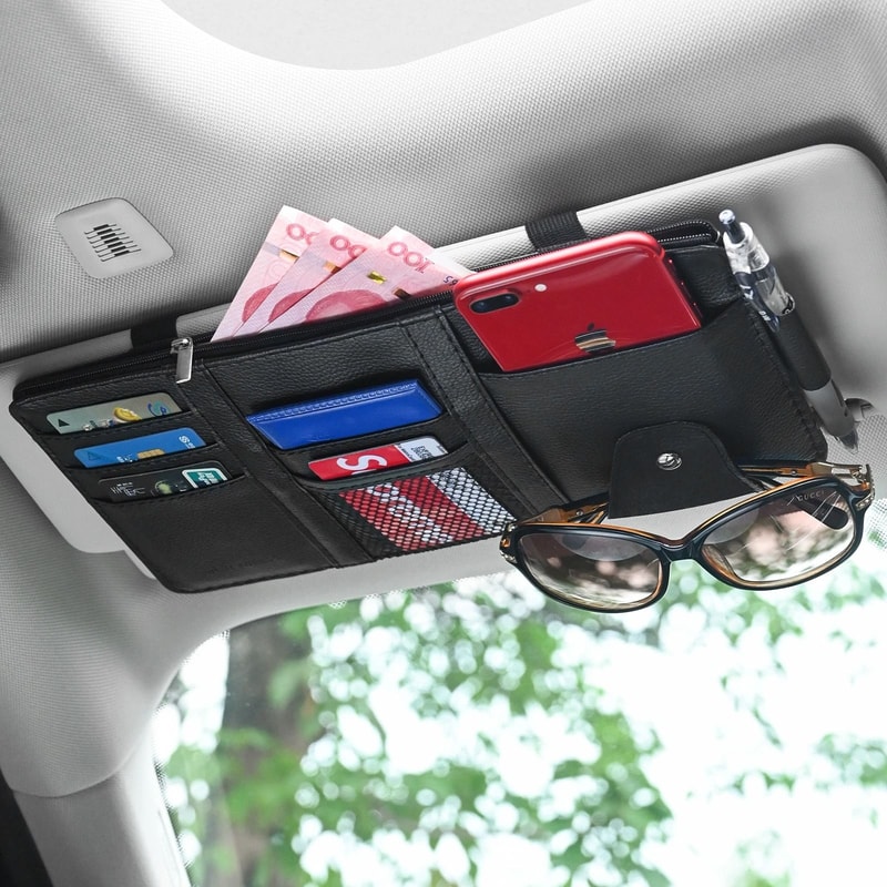 Car Sun Visor Organizer And Sunglasses Clip 1