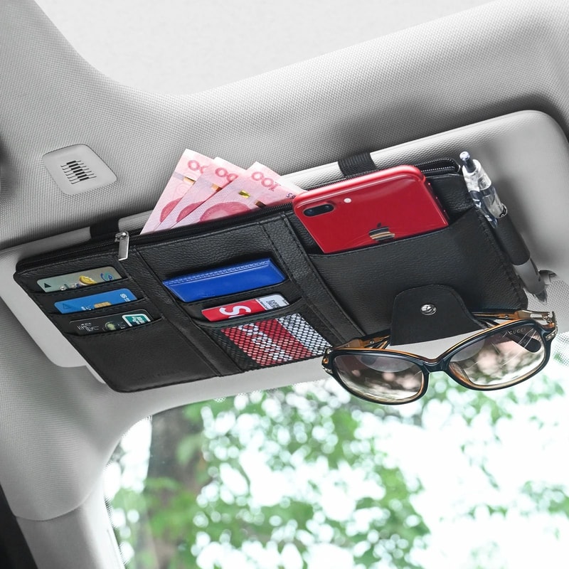 Car Sun Visor Organizer And Sunglasses Clip 6