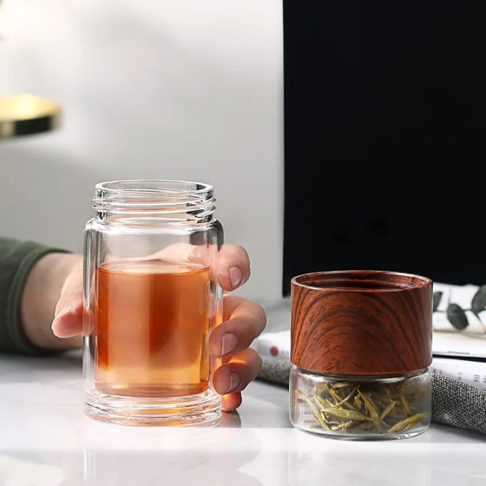DoubleWalled Glass Tea Infuser Bottle 1