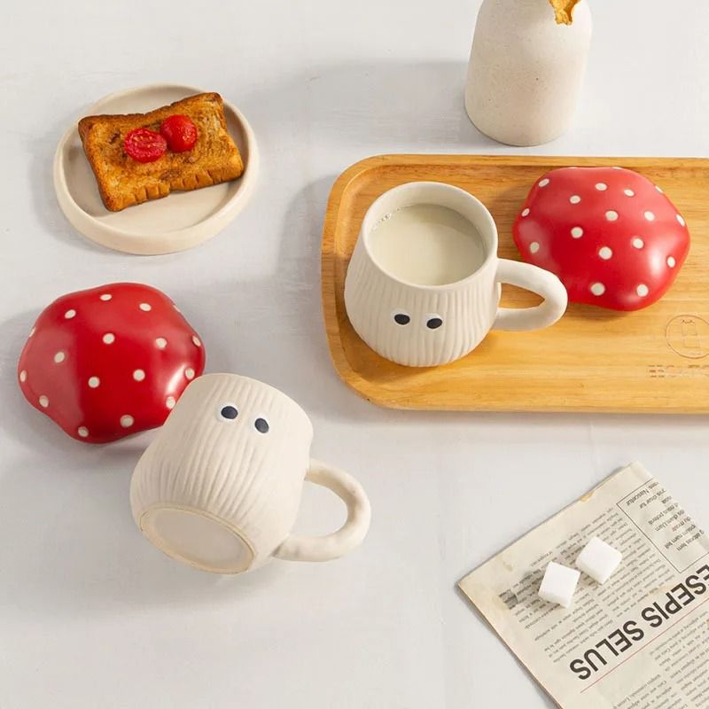 Product Name Creative Red Mushroom Ceramic Mug With Decorative Lid 2