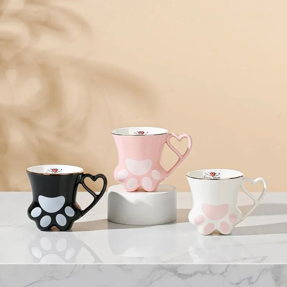 Product Name 300ml Ceramic Cat Paw Mug With Gold Trim Trace 1