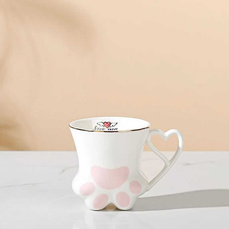 Product Name 300ml Ceramic Cat Paw Mug With Gold Trim Trace 6