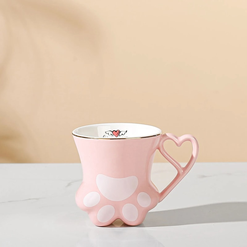 Product Name 300ml Ceramic Cat Paw Mug With Gold Trim Trace 7