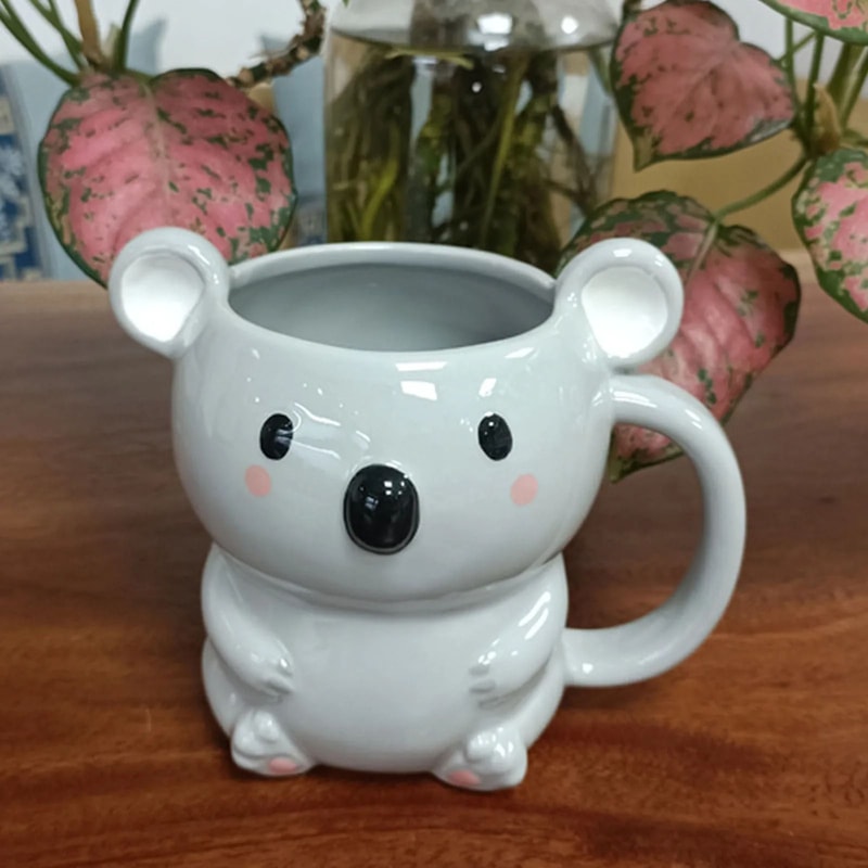 Product Name Childrens Cartoon Ceramic Mug With Bear And Raccoon Designs 2