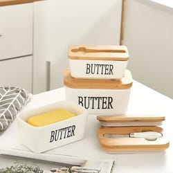 ceramic butter container with integrated slicer knife