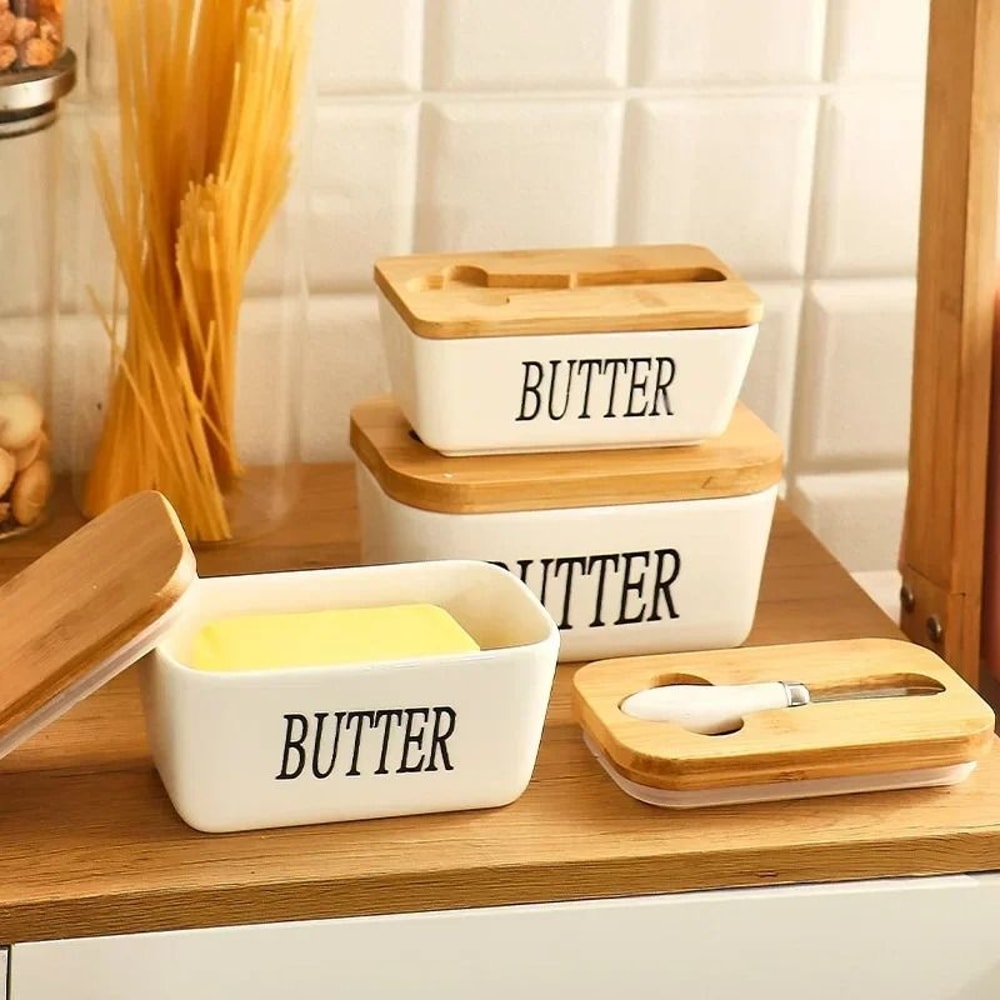 Ceramic Butter Container With Integrated Slicer Knife 1