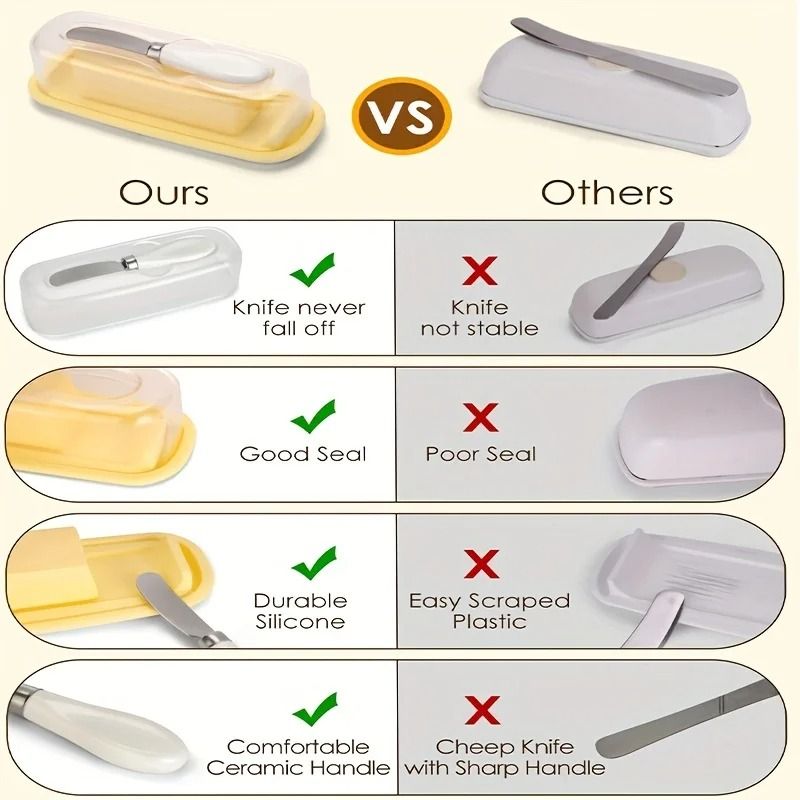 Plastic Butter Dish With Integrated Spreader Knife And Silicone Bottom 5