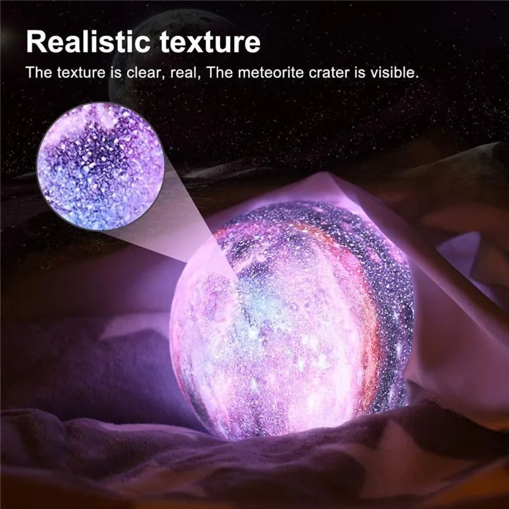 3D Print Moon Lamp With 16 Colors Remote LED Night Light 3