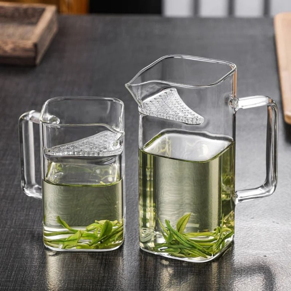 Square Mouth High Borosilicate Glass Tea Pitcher With Integrated Filter 3