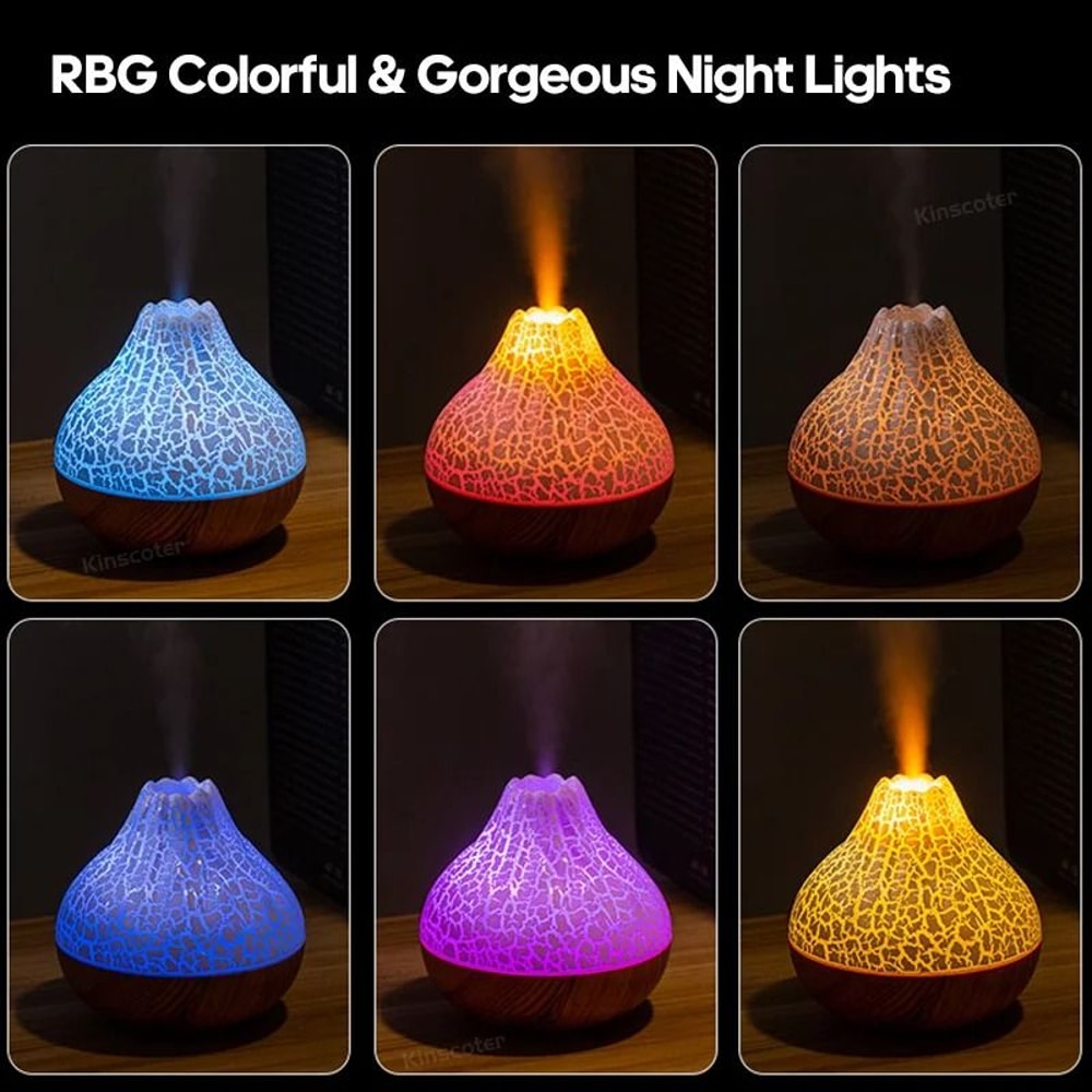 Volcano Air Humidifier With 7Color LED Night Light And USB Connectivity 3